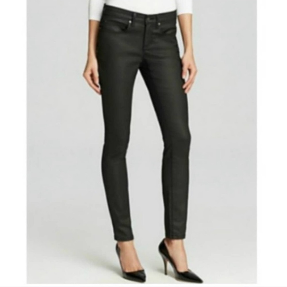 Eileen Fisher Wax Coated Black Denim Jeans